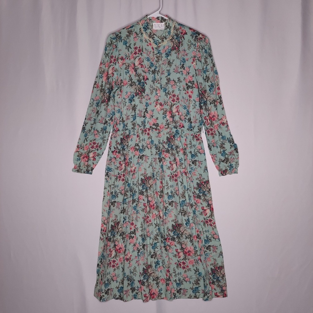 Petrina Company A-Line Dress Small Floral Cottagecore Prairie Long Sleeve Modest